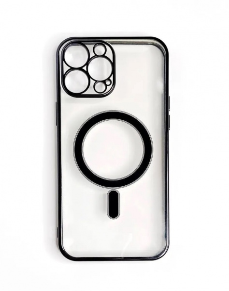  Чехол для IPhone 14 Pro. (накладка, Чёрный, Силикон, MagSafe)