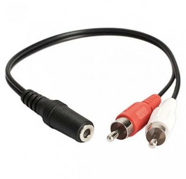 Шнур 3.5mm "шт" стерео - 2*RCA  "гн" 5-135 (0,3м, Чёрный, Прямой, Premier)