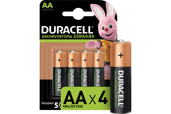 Аккумуляторы АА Duracell 2500mAh, 4шт