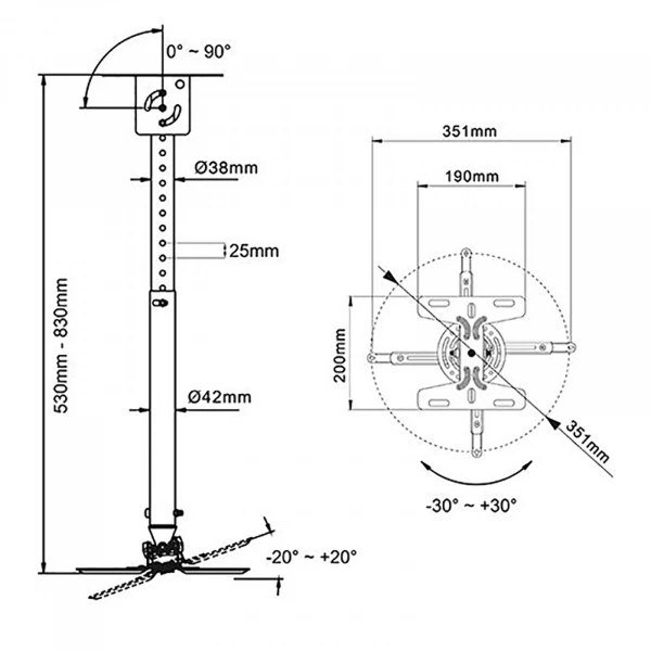 Кронштейн для проэктора NB NBT718-2 20,9"- 32.7" (цвет: Белый)